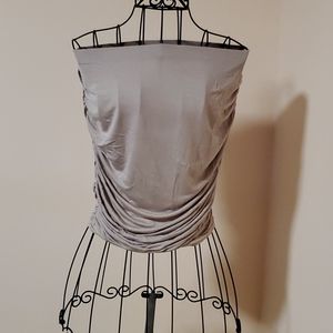 Boohoo tan rayon Strapless top size 8
